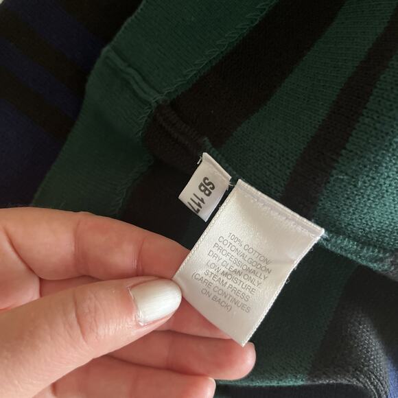 Susan Bristol Vtg Tunic Cardigan Sweater Blue Green Black Stripe Pockets Size XL - Picture 8 of 11